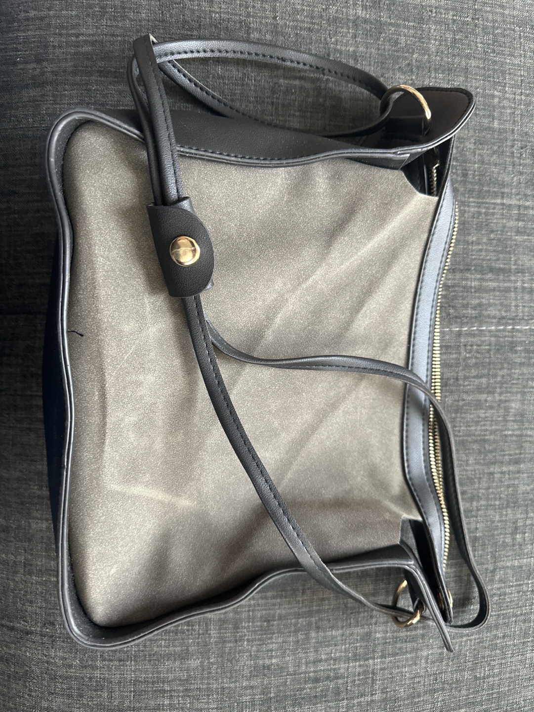 Small/Medium grey and black suede crossbody bag