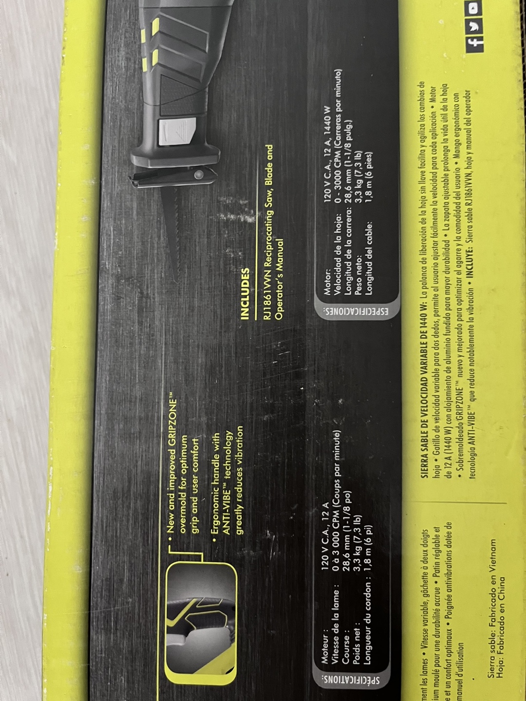 Ryobi 12 Amp Corded Reciprocating Saw - photo 4