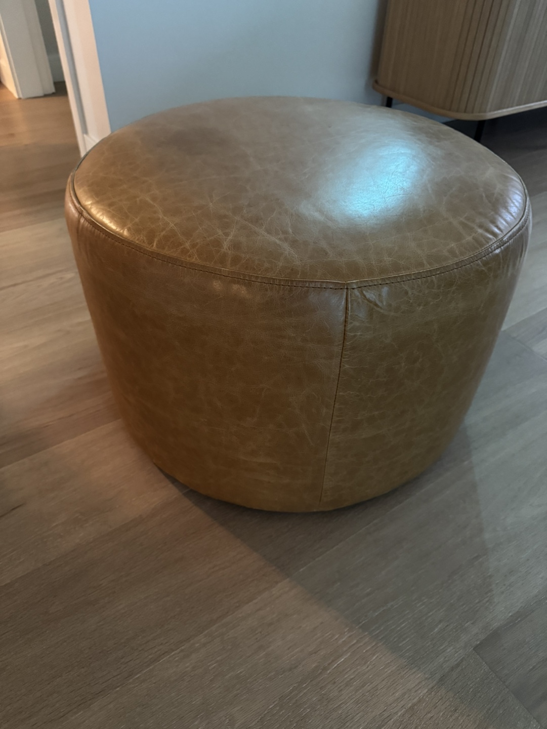 Faux Leather Pouf