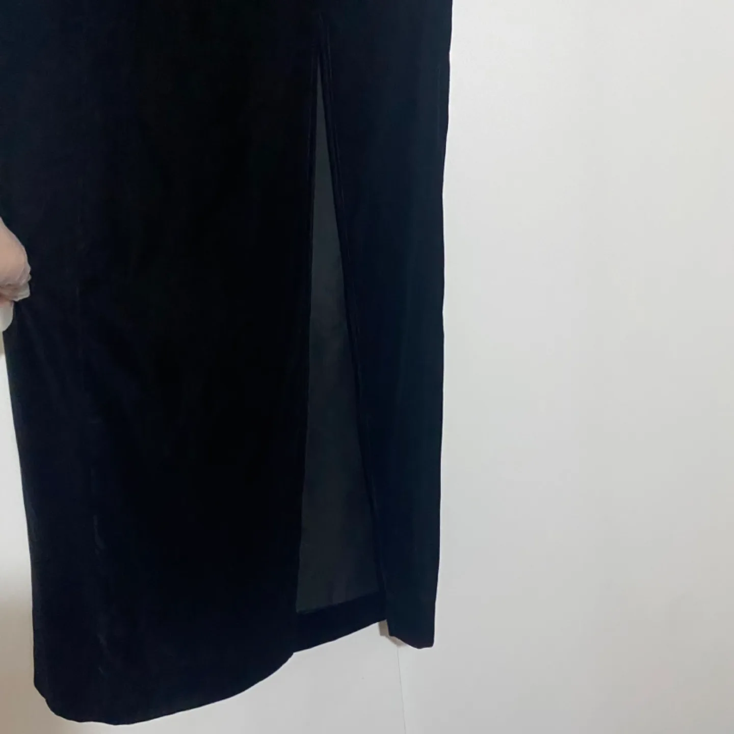 Black Velvet Skirt with Side Slit - Size 12 image indicator(2)