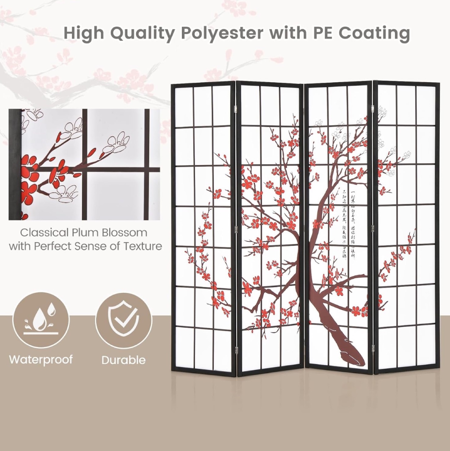 Japanese Style Room Deliver 4 Panel With Blossom Design - photo 4
