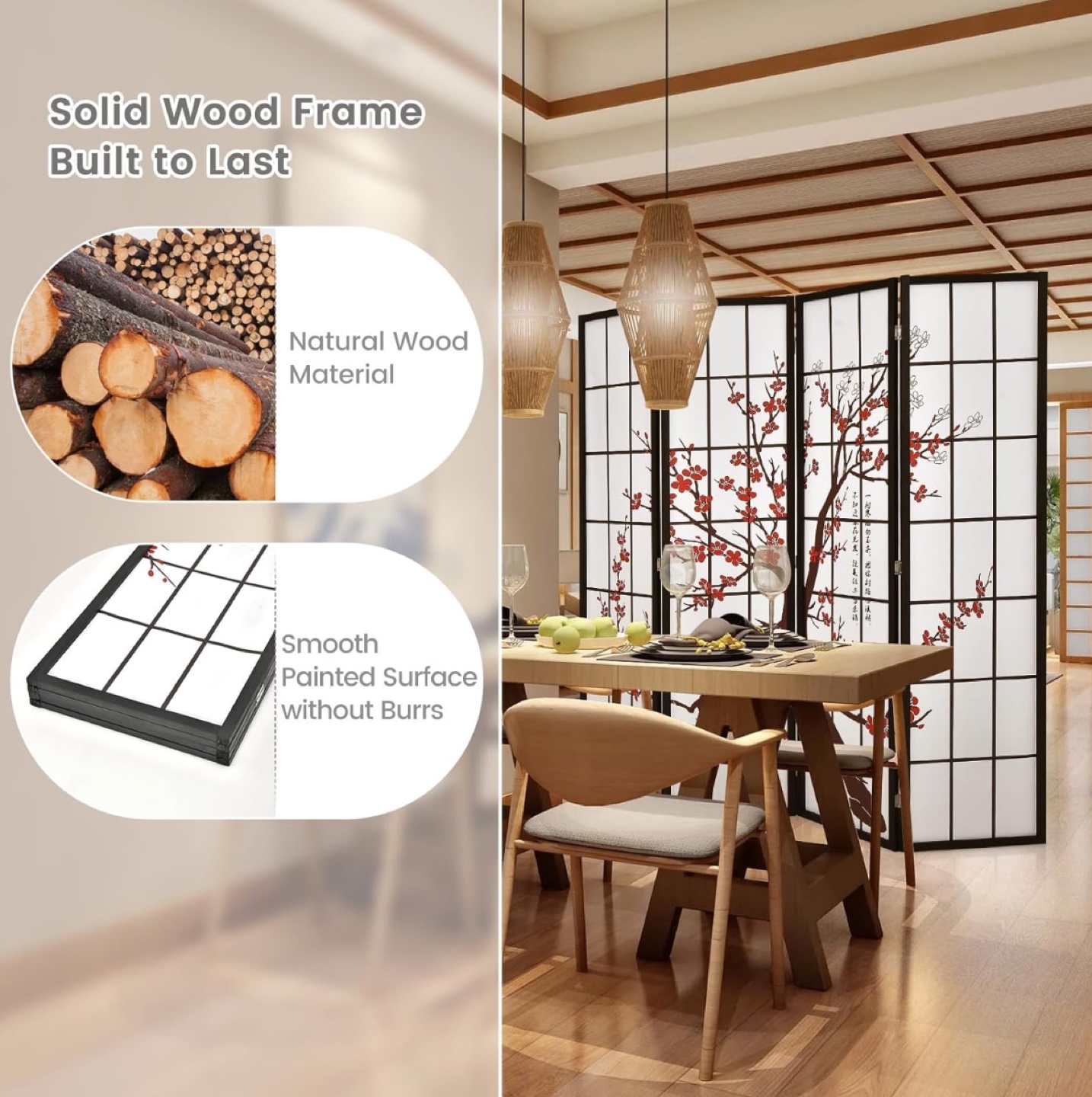 Japanese Style Room Deliver 4 Panel With Blossom Design - photo 3