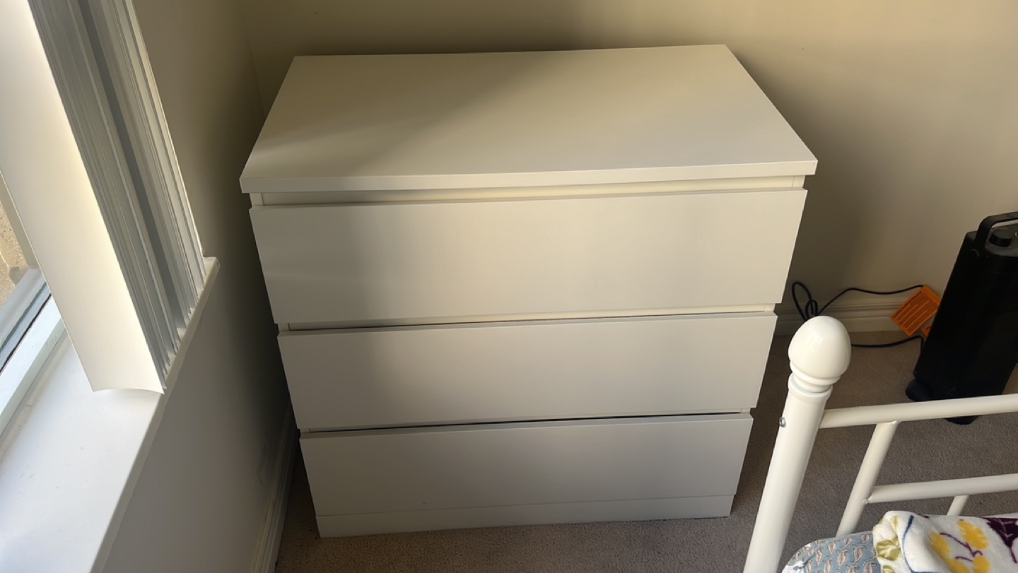 Ikea White 3-Drawer Chest