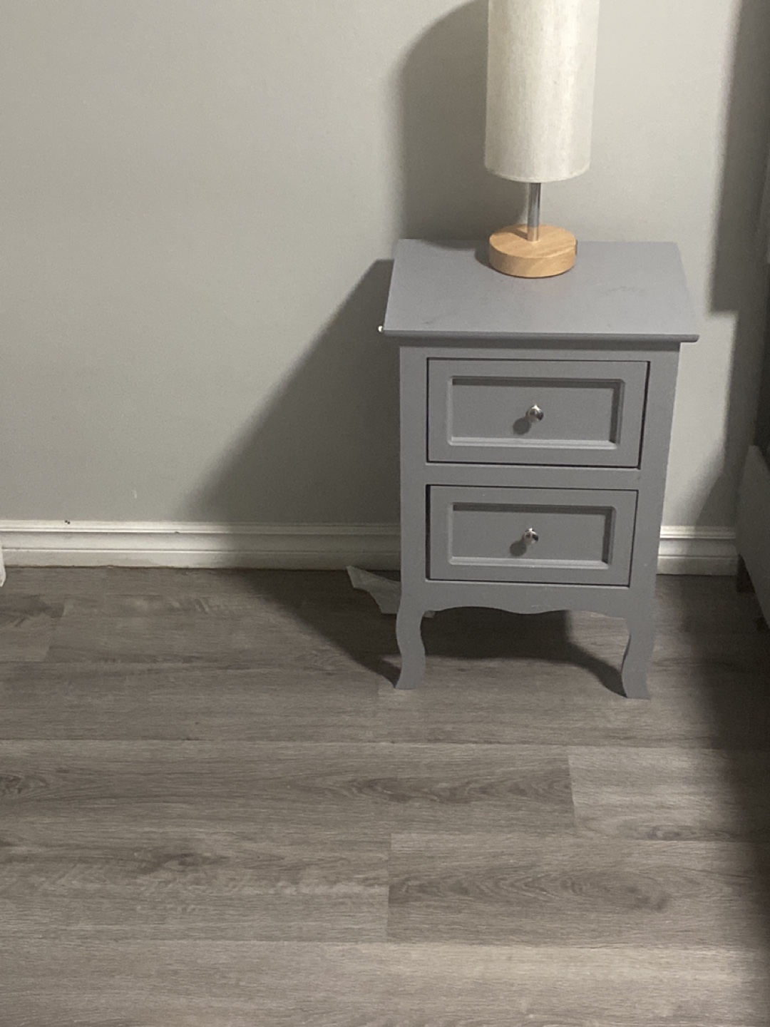 Grey Nightstand with Lampx2