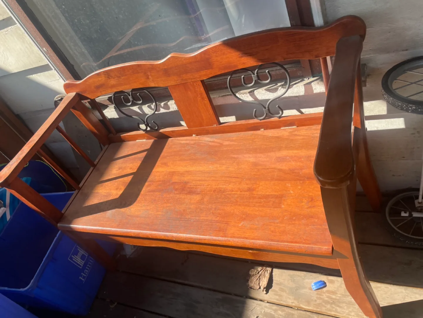 Wooden bench with storage thumbnail