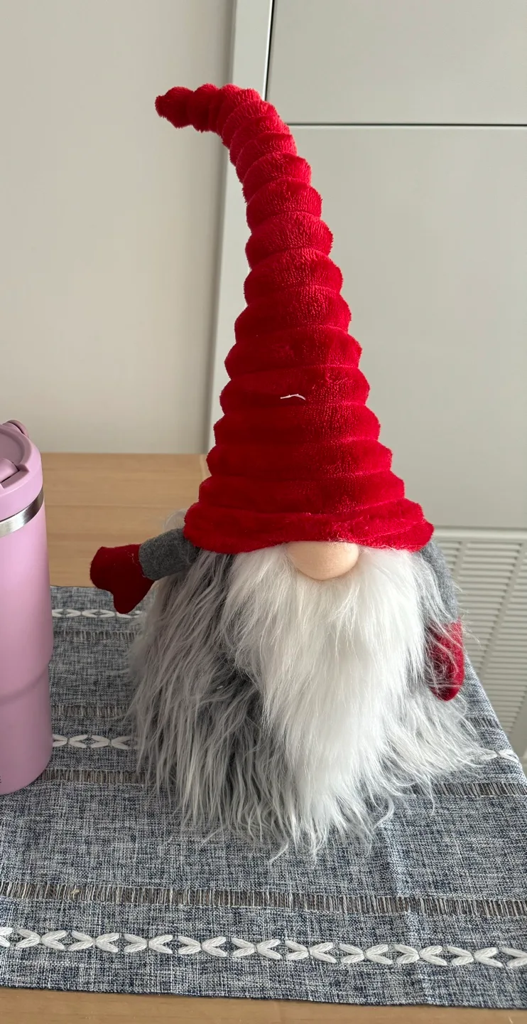 Red and Grey Plush Gnome Decoration thumbnail