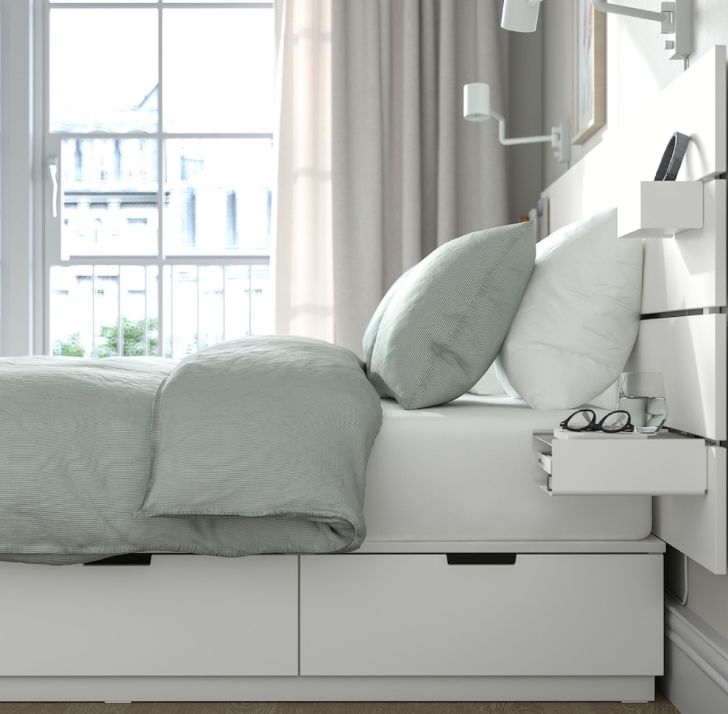 IKEA NORDLI Bed Frame with Headboard and Storage - photo 2