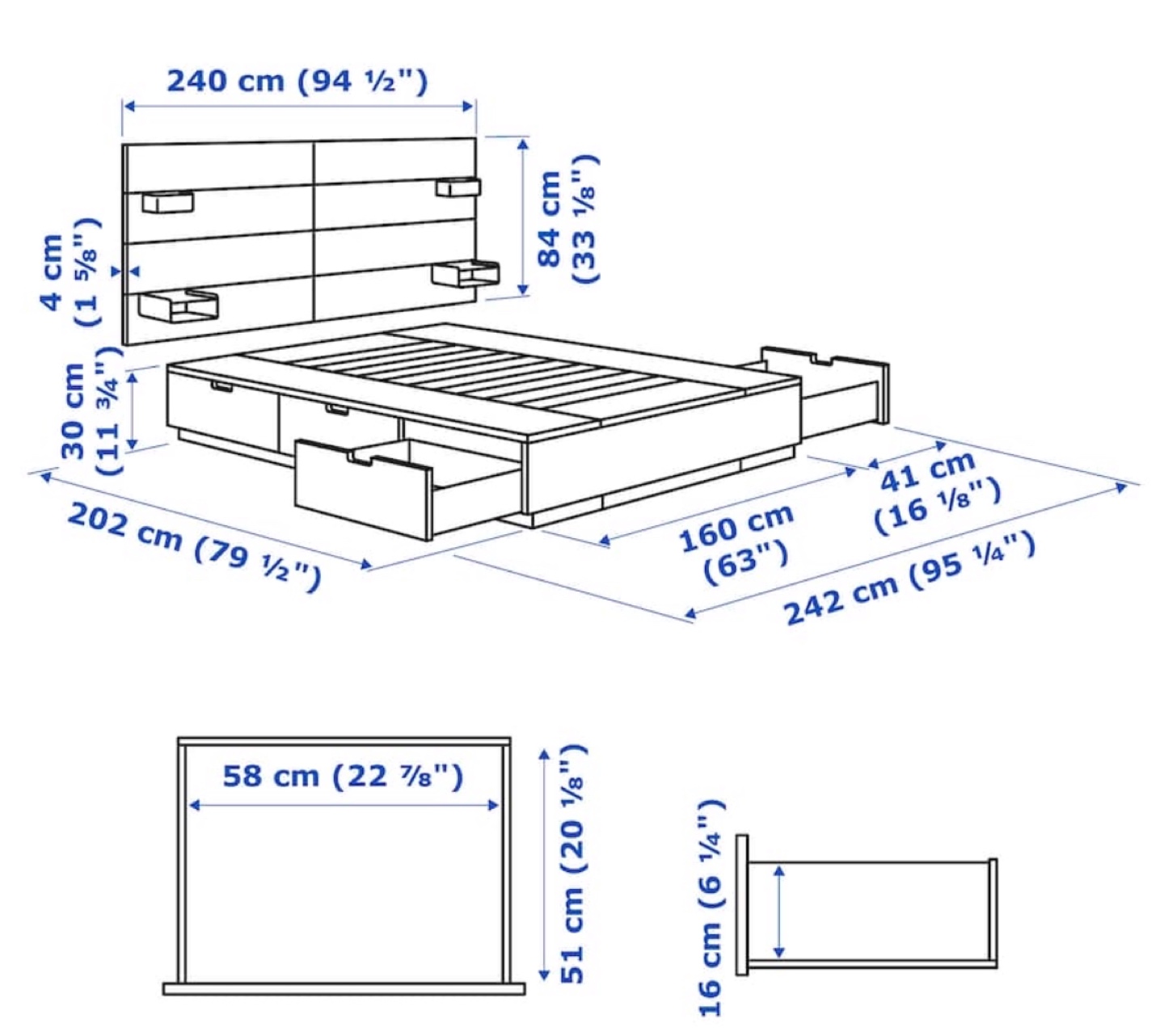 IKEA NORDLI Bed Frame with Headboard and Storage - photo 4