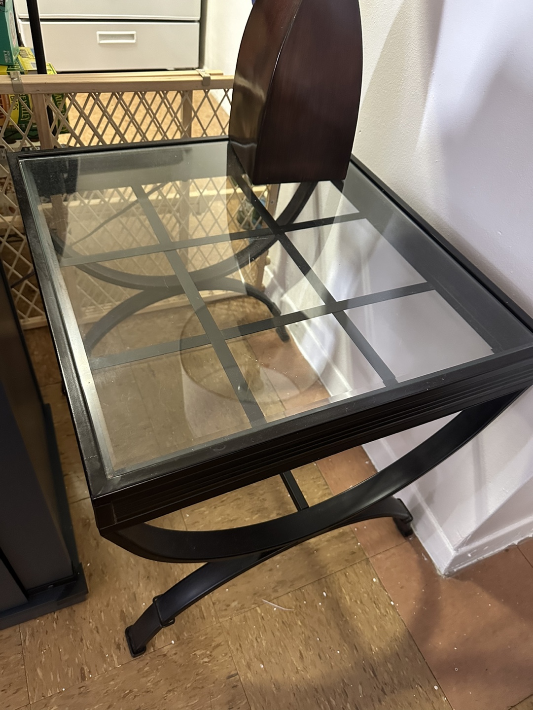 Glass coffee table with 2 end glass table