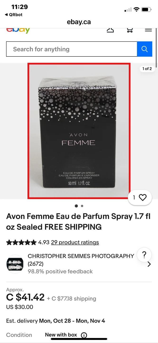 Avon Femme Eau de Parfume 1.75 oz Sealed image indicator(2)