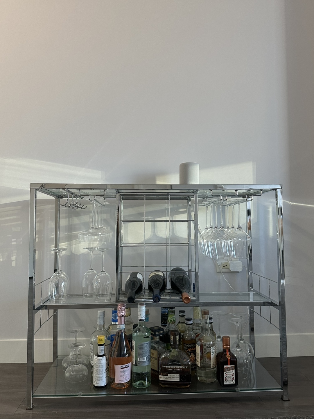 Glass and Chrome Bar Cart
