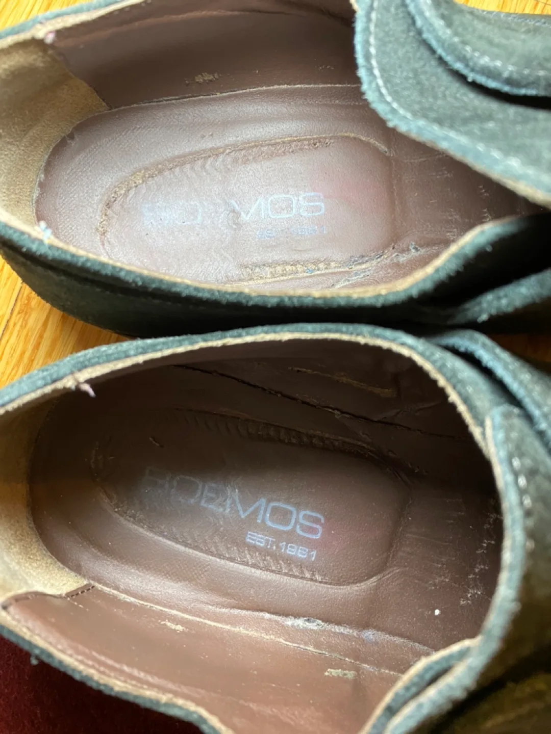 Men’s leather suede dark green leather shoes image indicator(6)