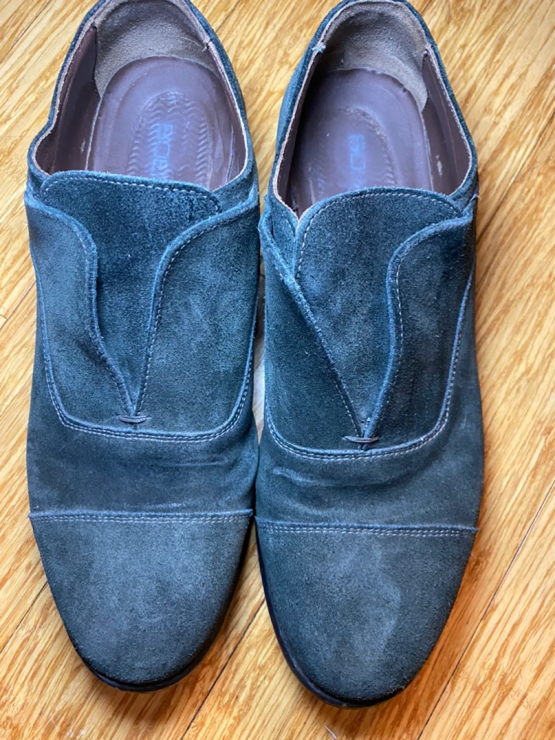 Men’s leather suede dark green leather shoes image indicator(3)