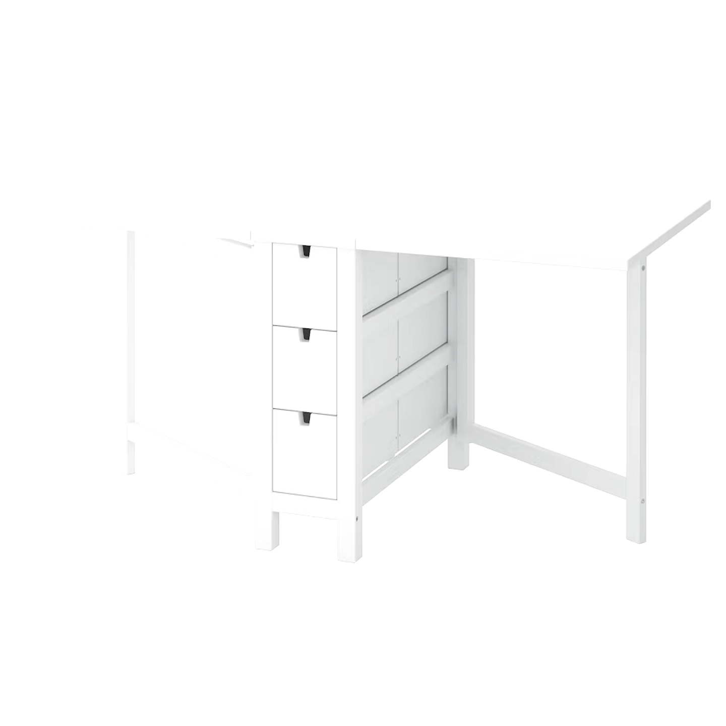 IKEA NORDVIKEN White Foldable Table with Drawers