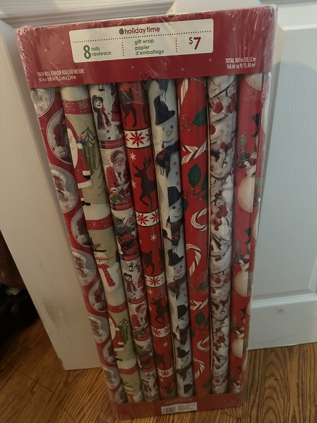 8 Rolls Holiday Time Christmas Wrapping Paper