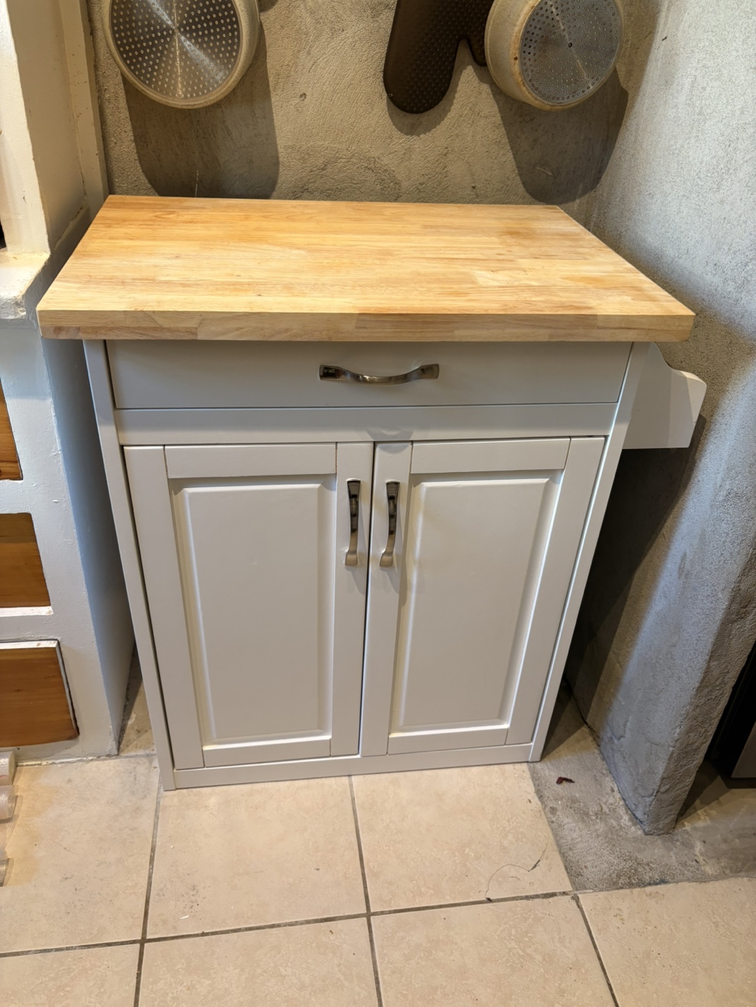 Kitchen Rolling Cart/Cabinet with Solid Wood/Butcher Block Top