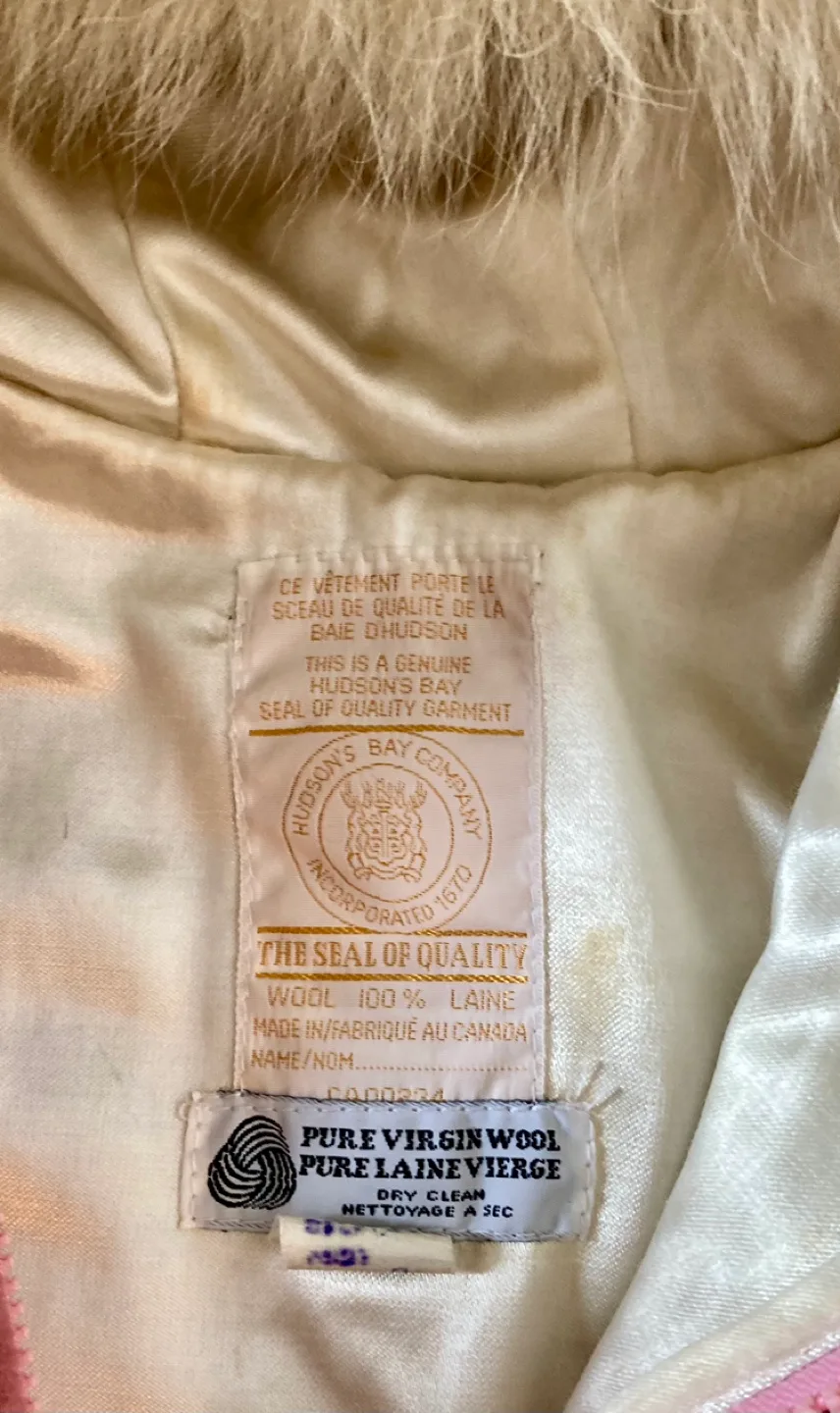 Vintage Hudson's Bay Company Pink Wool Parka with Fur Hood image indicator(2)