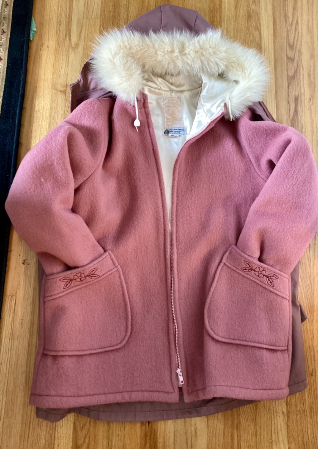 Vintage Hudson's Bay Company Pink Wool Parka with Fur Hood - photo 3