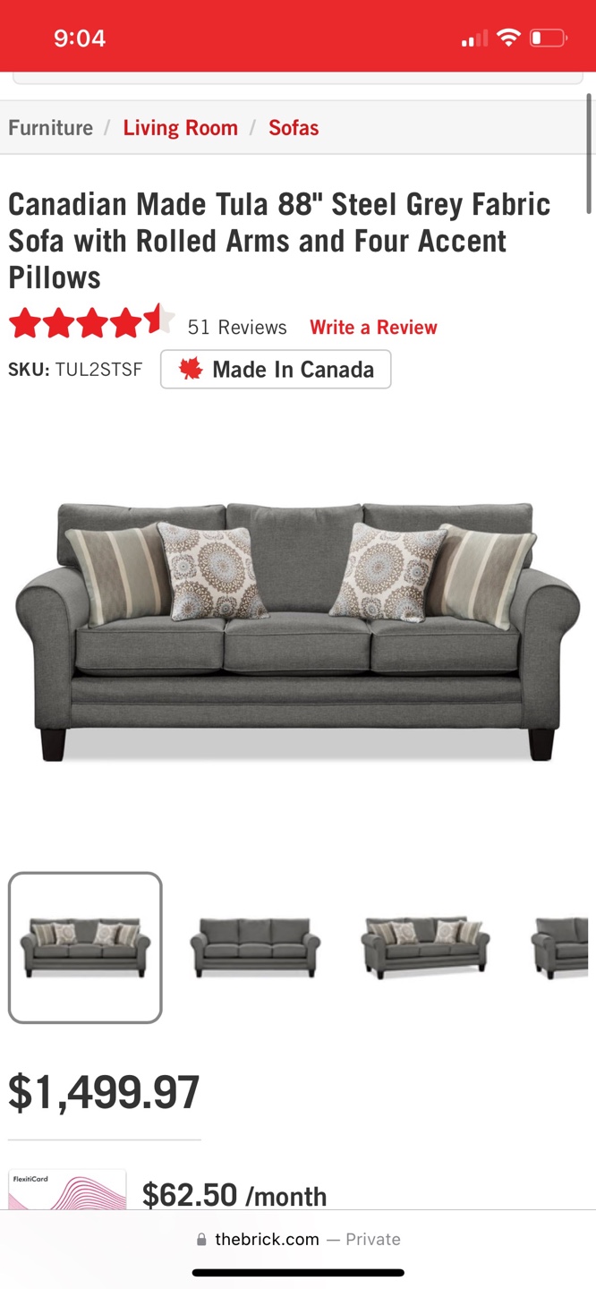 88” Steel Grey Sofa / Couch - photo 2