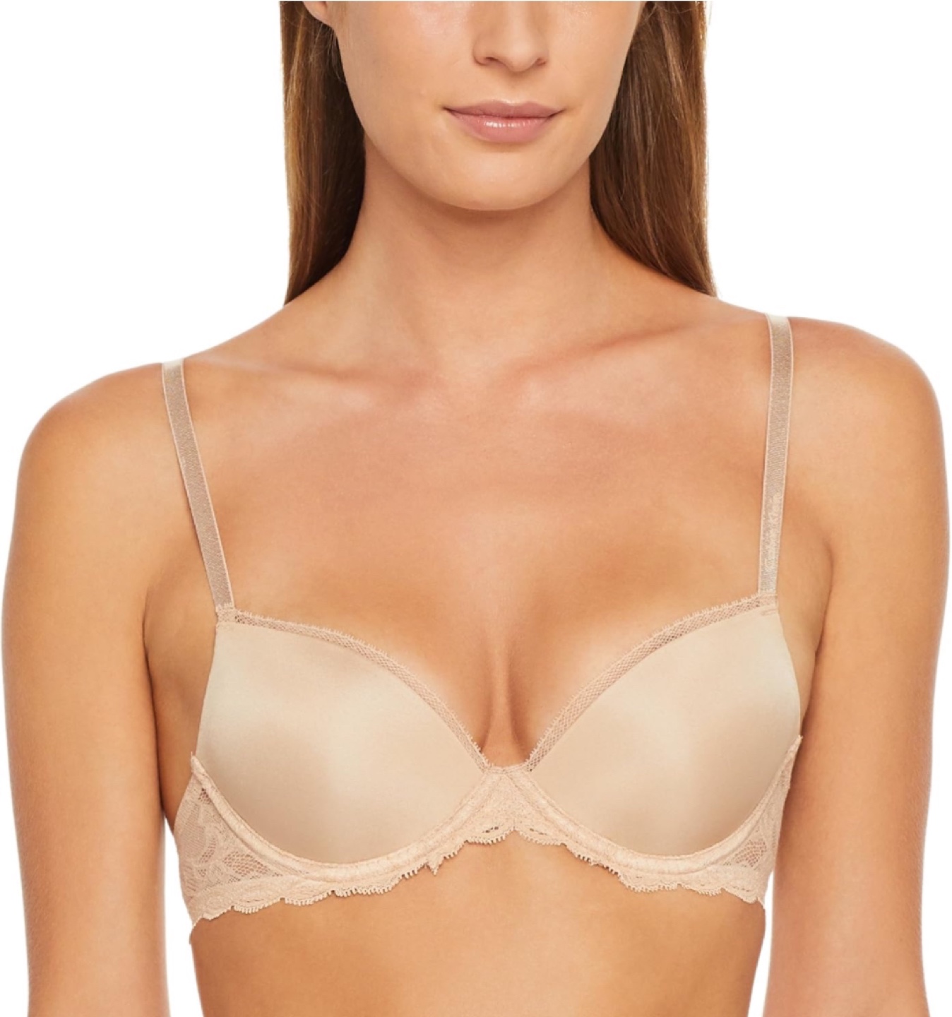 BNWT 34C Bra Calvin Klein Seductive Comfort Demi Medium Beige Karrot