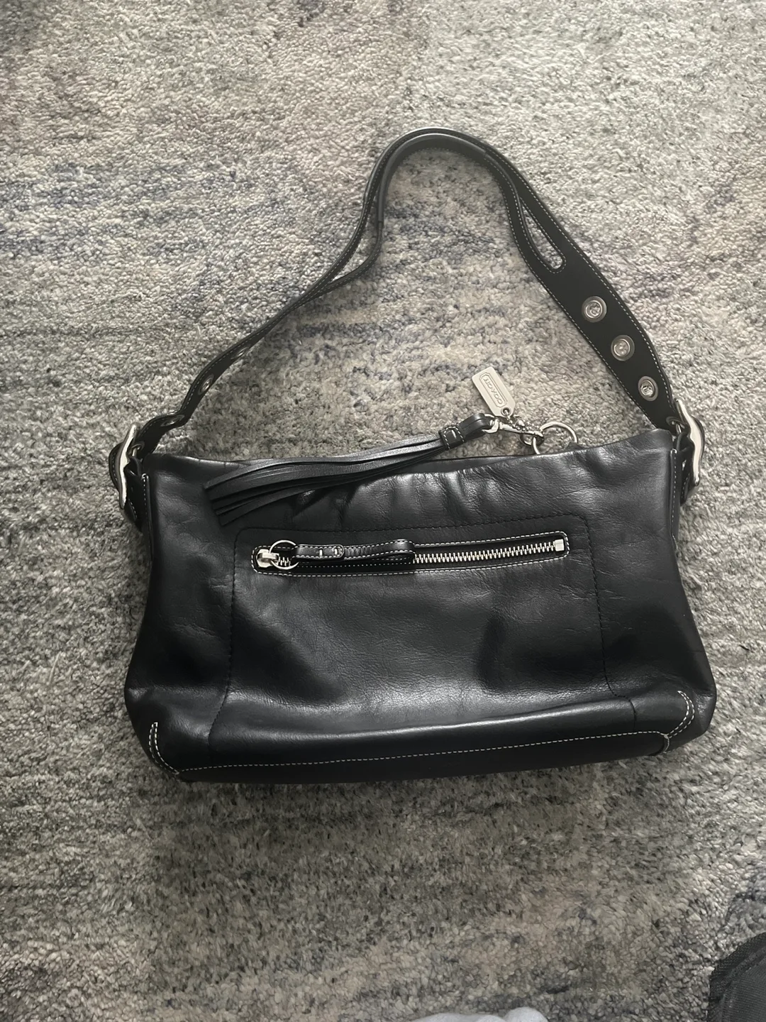 Coach Black Leather Shoulder Bag thumbnail