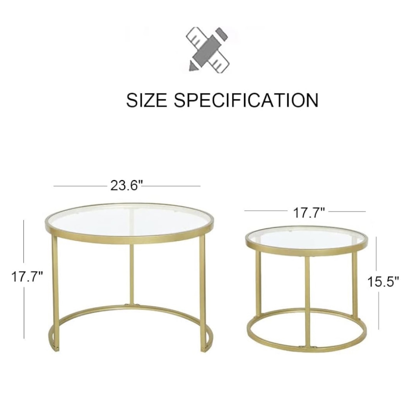 Gold Metal and Glass Nesting Tables (elevator in building!) - photo 3