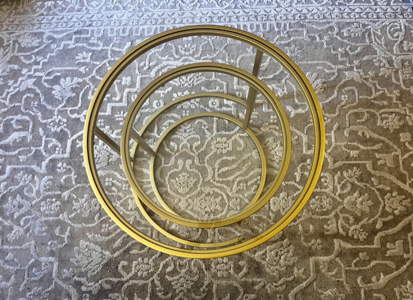 Gold Metal and Glass Nesting Tables (elevator in building!) - photo 5