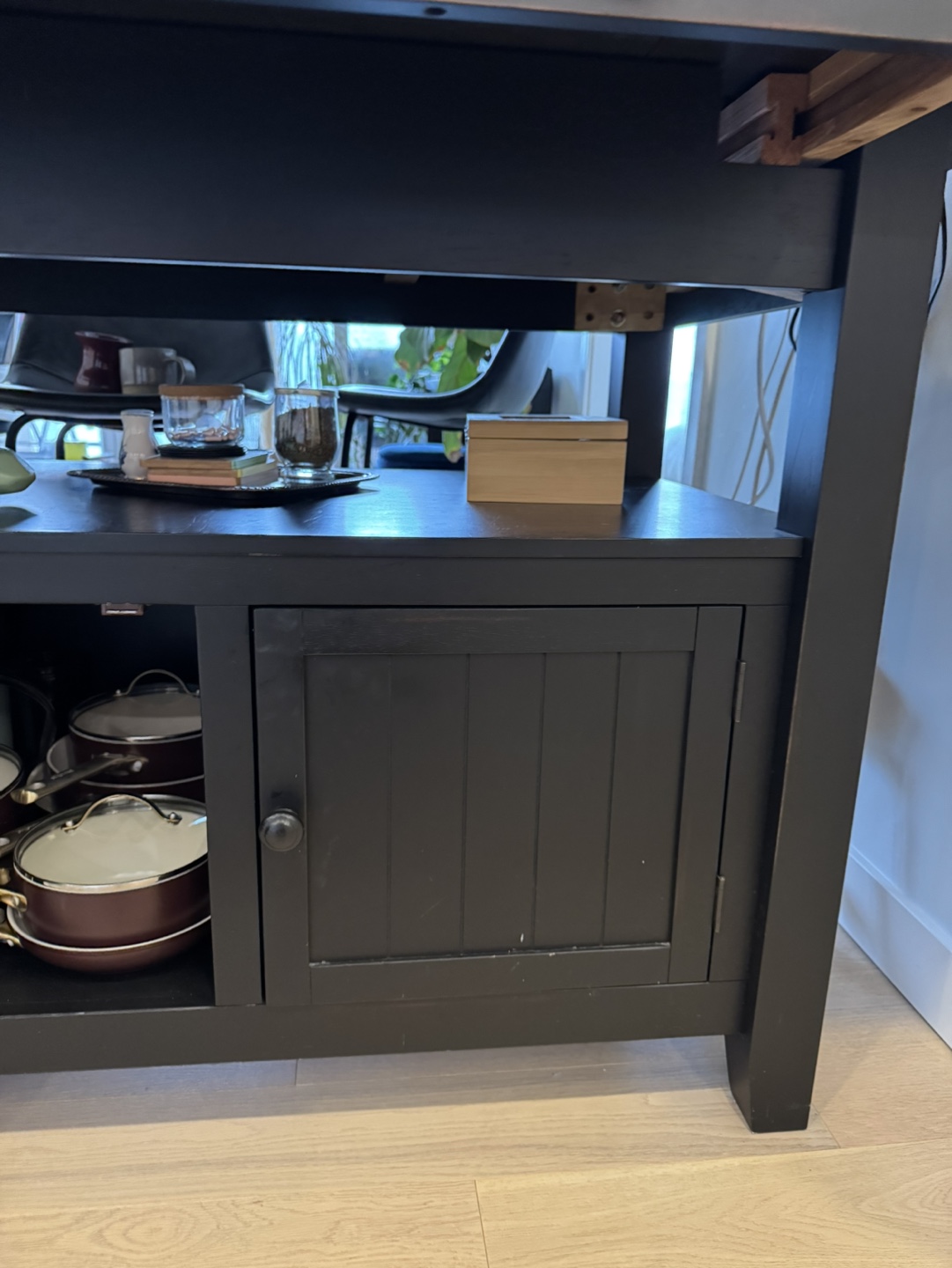 Black Kitchen Island with Storage - photo 3