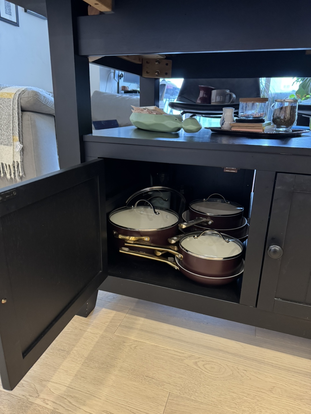 Black Kitchen Island with Storage - photo 4