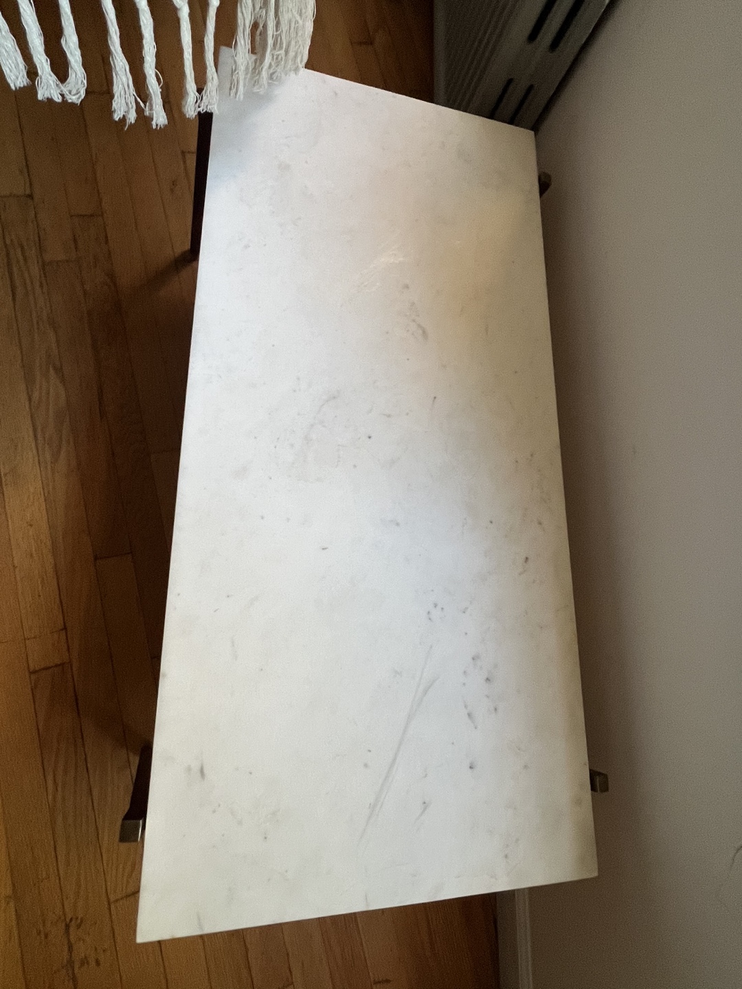 CB2 Slab Large Marble Coffee Table with Brass Base - photo 2