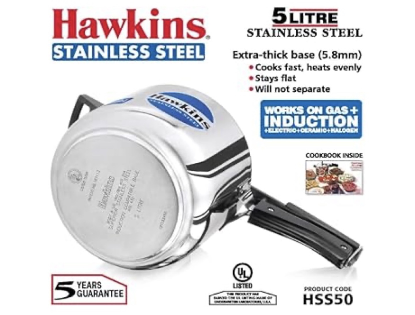 Hawkins 5L Stainless Steel Pressure Cooker - photo 2