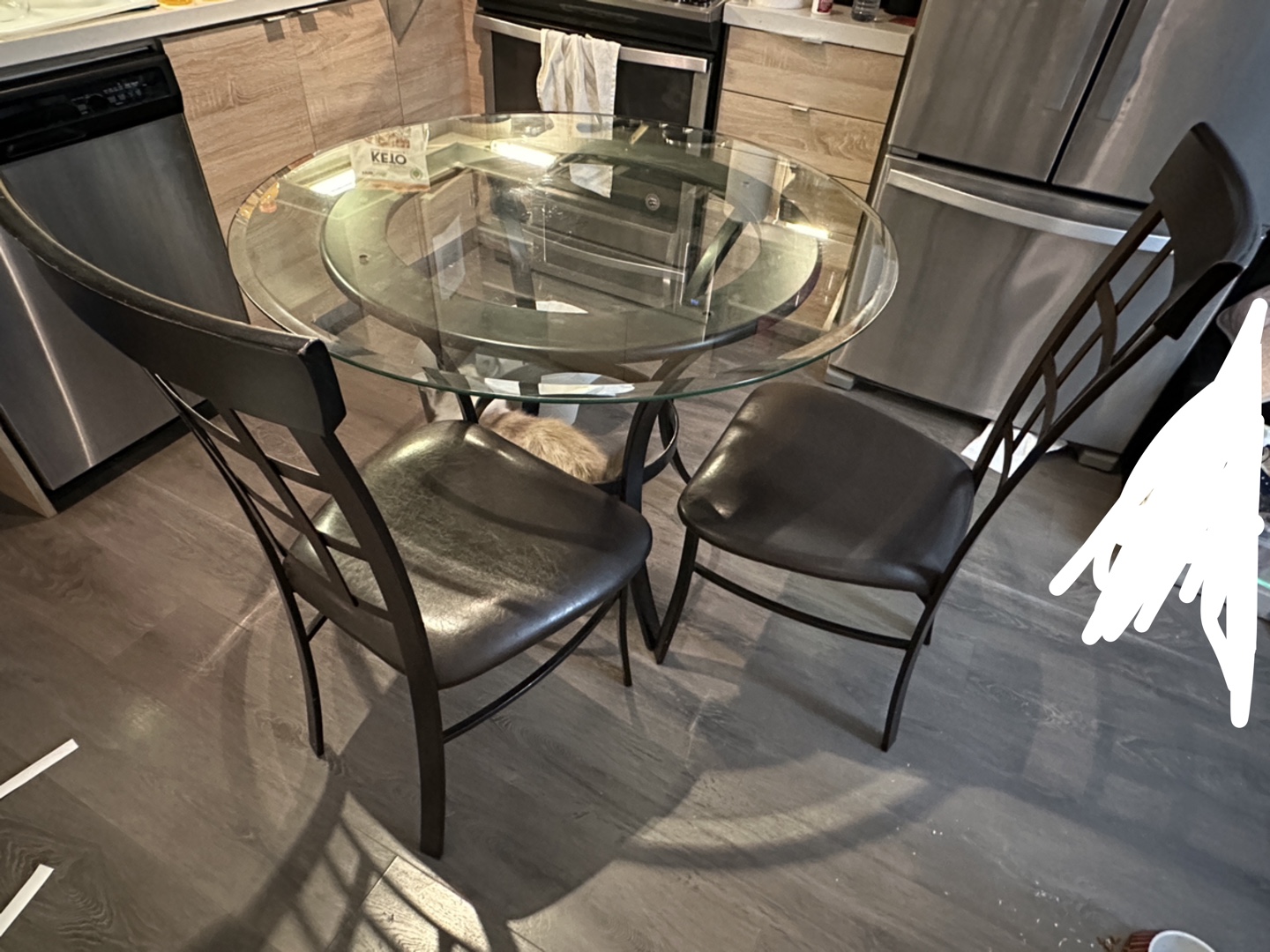 Glass dining Table and Two Chairs Set