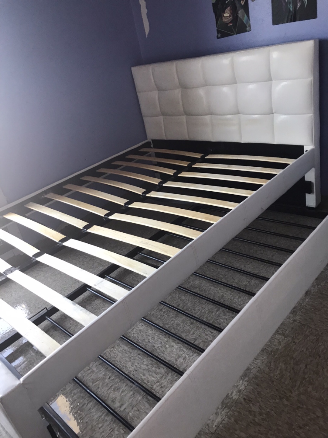 White Full Size Bed Frame with Pull Out Trundle - photo 2