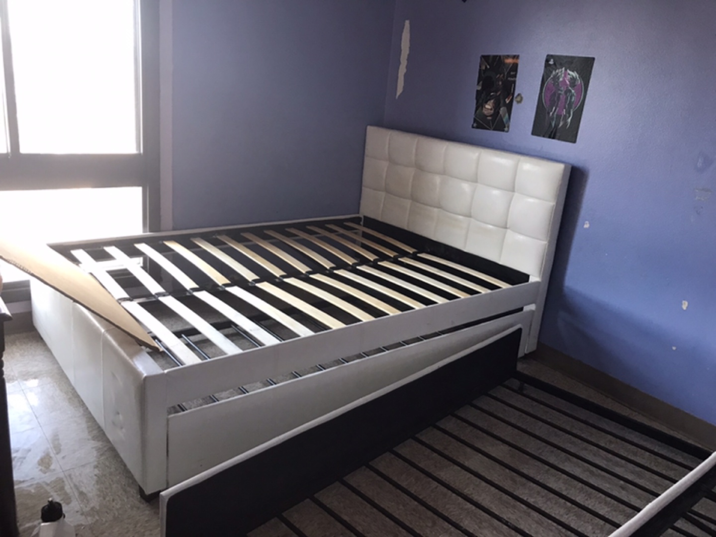 White Full Size Bed Frame with Pull Out Trundle - photo 3