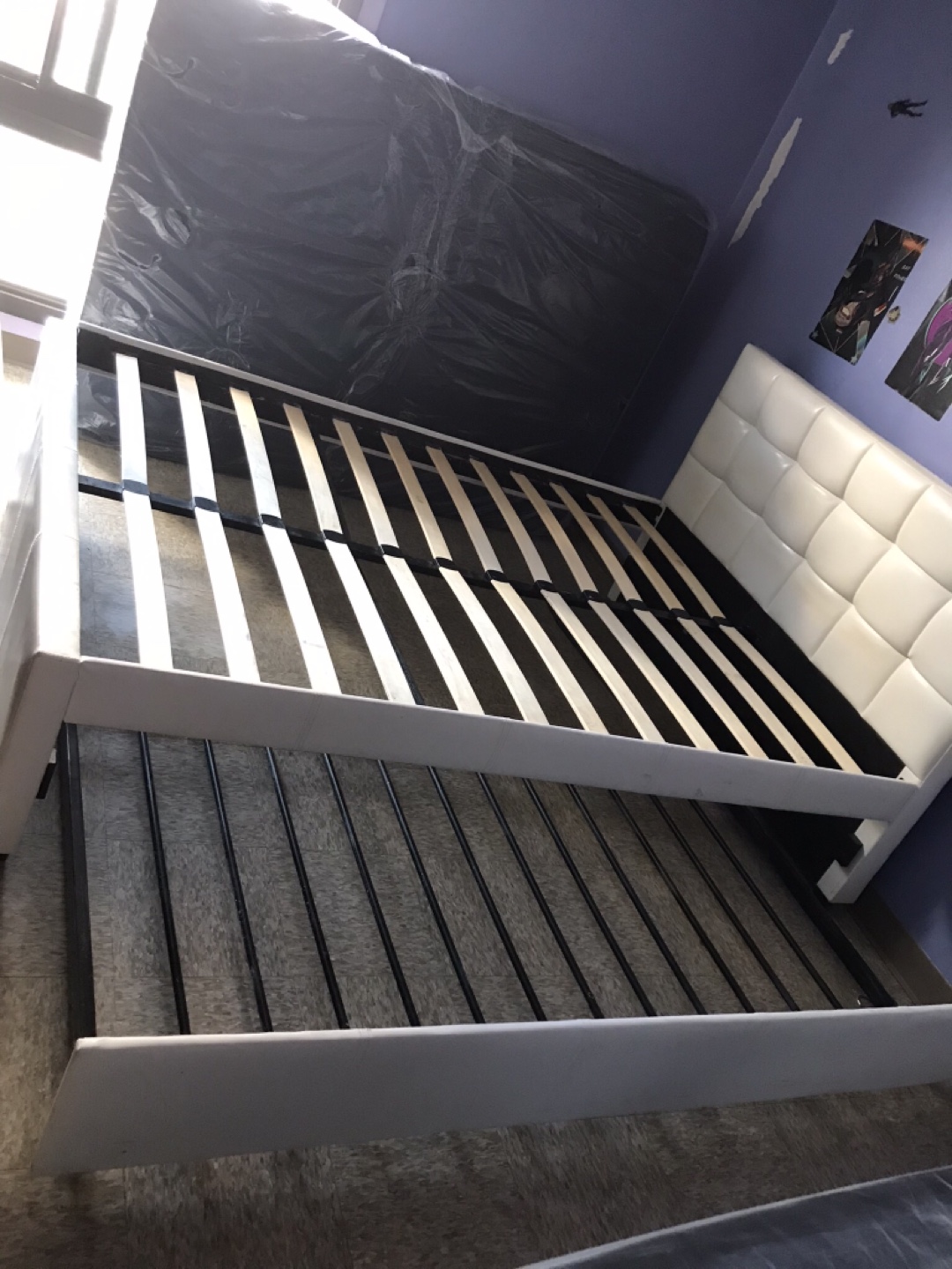 White Full Size Bed Frame with Pull Out Trundle - photo 5