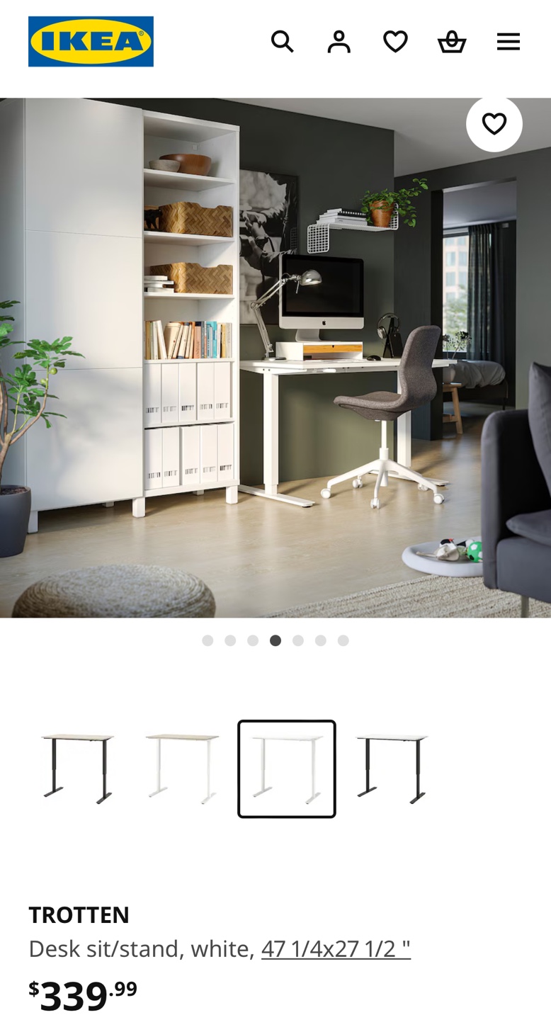 IKEA TROTTEN Sit/Stand Desk White - photo 2