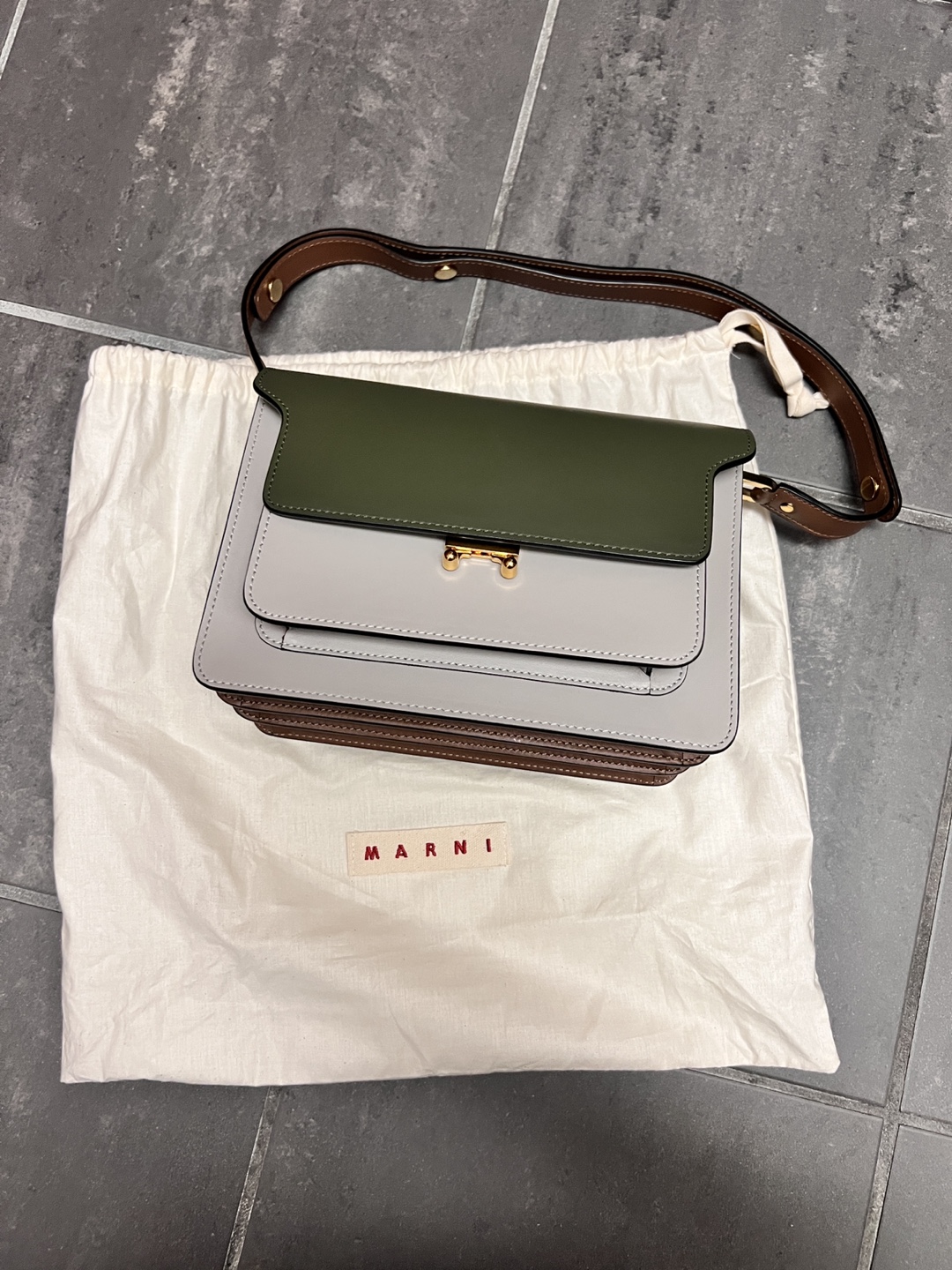 Marni Trunk Leather Shoulder Bag