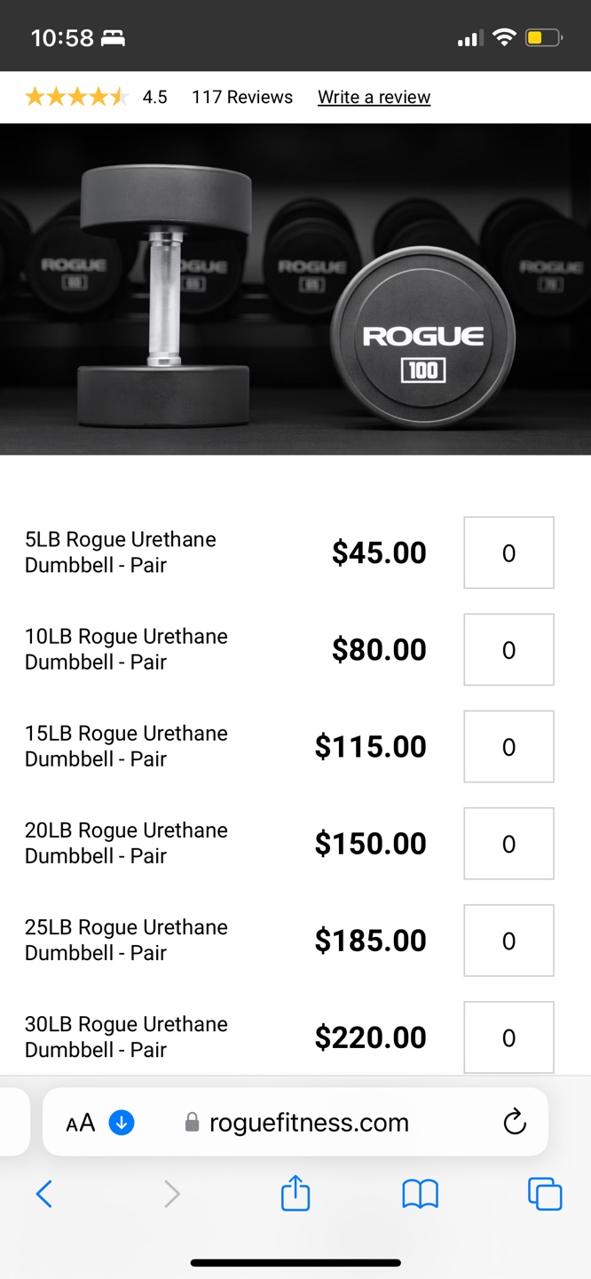 ROGUE URETHANE DUMBBELLS - photo 2