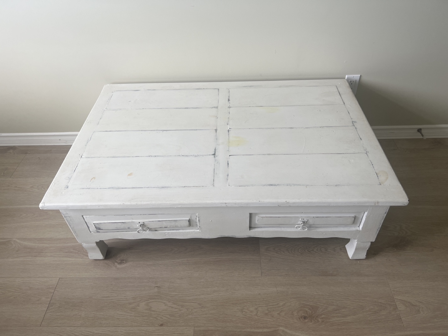 White Coffee Table with Two Drawers - photo 2