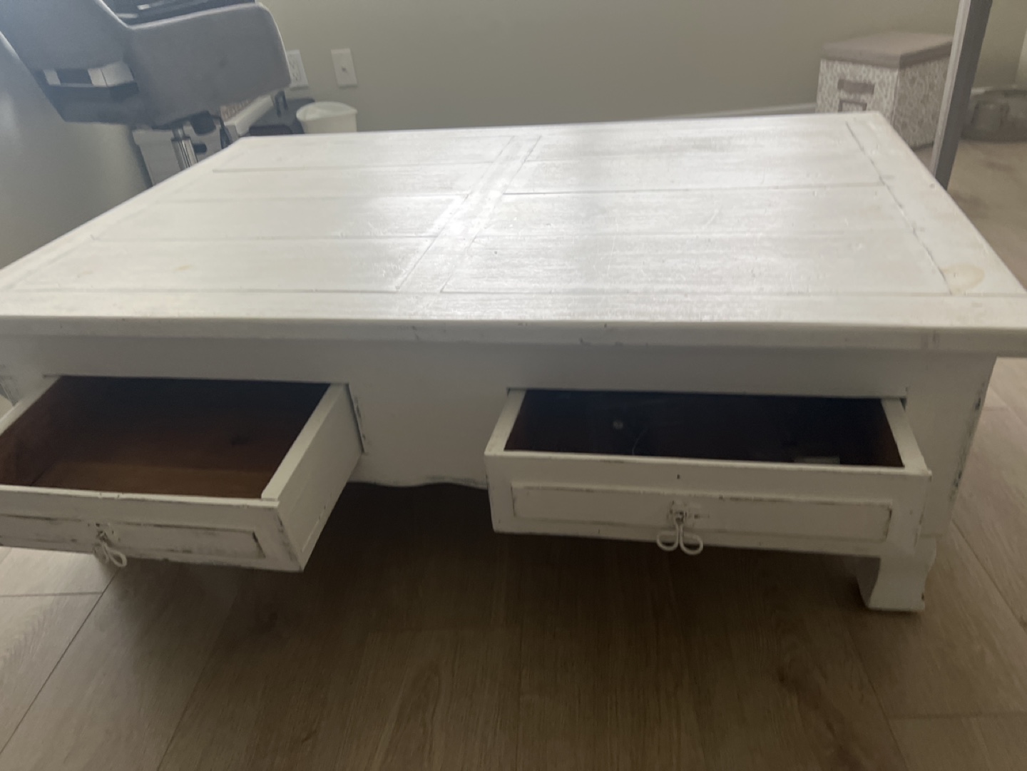 White Coffee Table with Two Drawers - photo 3