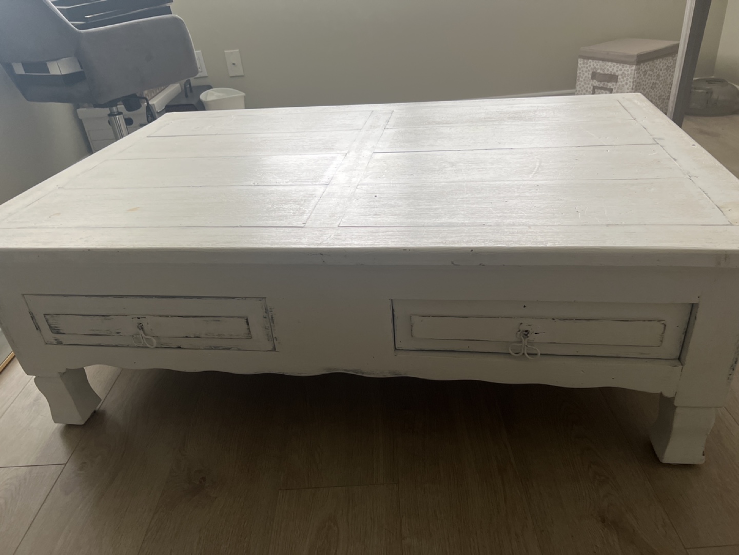 White Coffee Table with Two Drawers