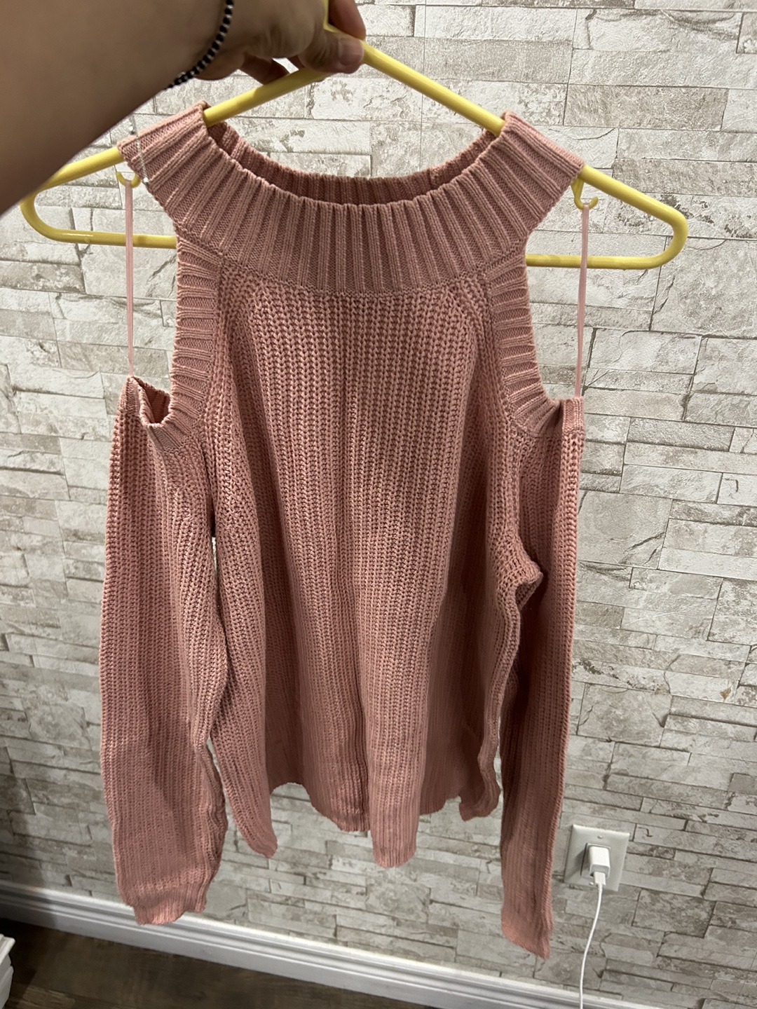Pink Cold Shoulder Sweater