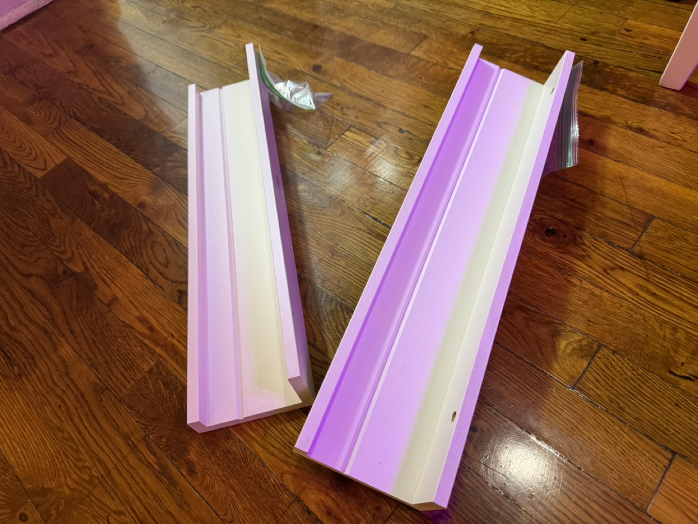 White Floating Wall Shelf with Hooks - photo 3