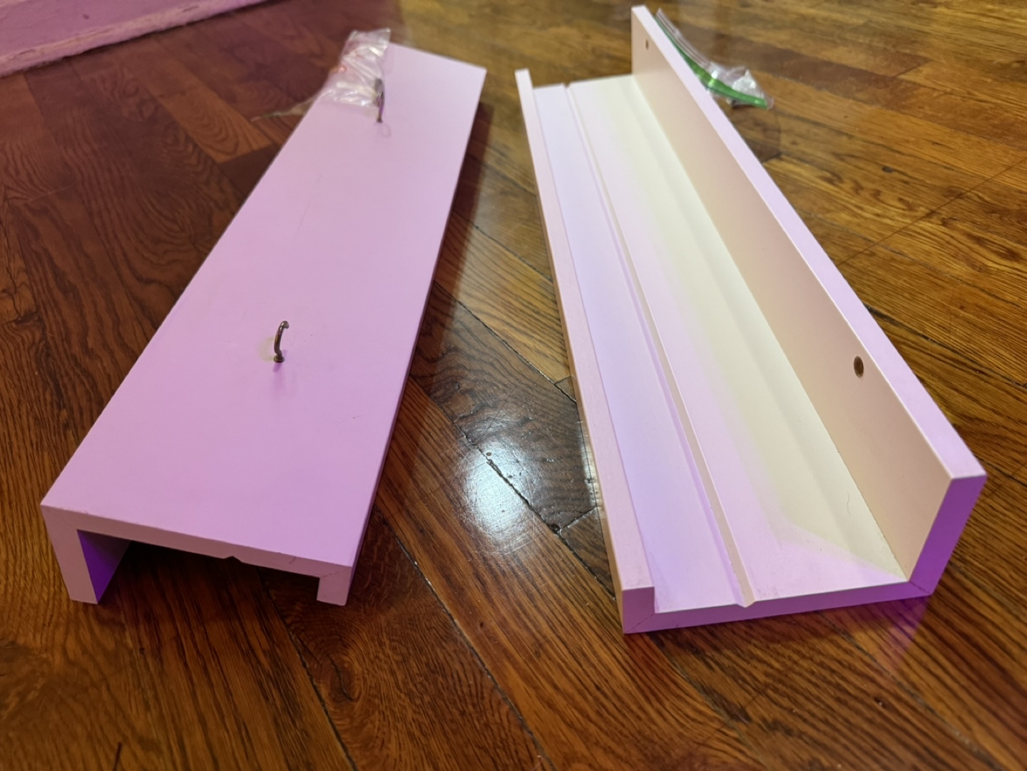 White Floating Wall Shelf with Hooks - photo 5
