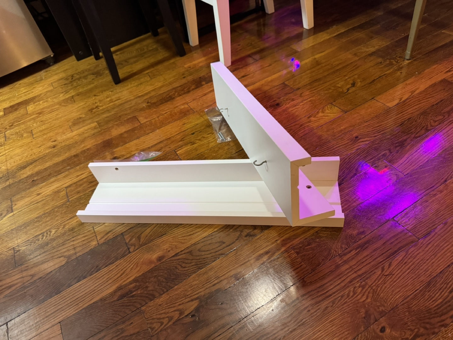 White Floating Wall Shelf with Hooks