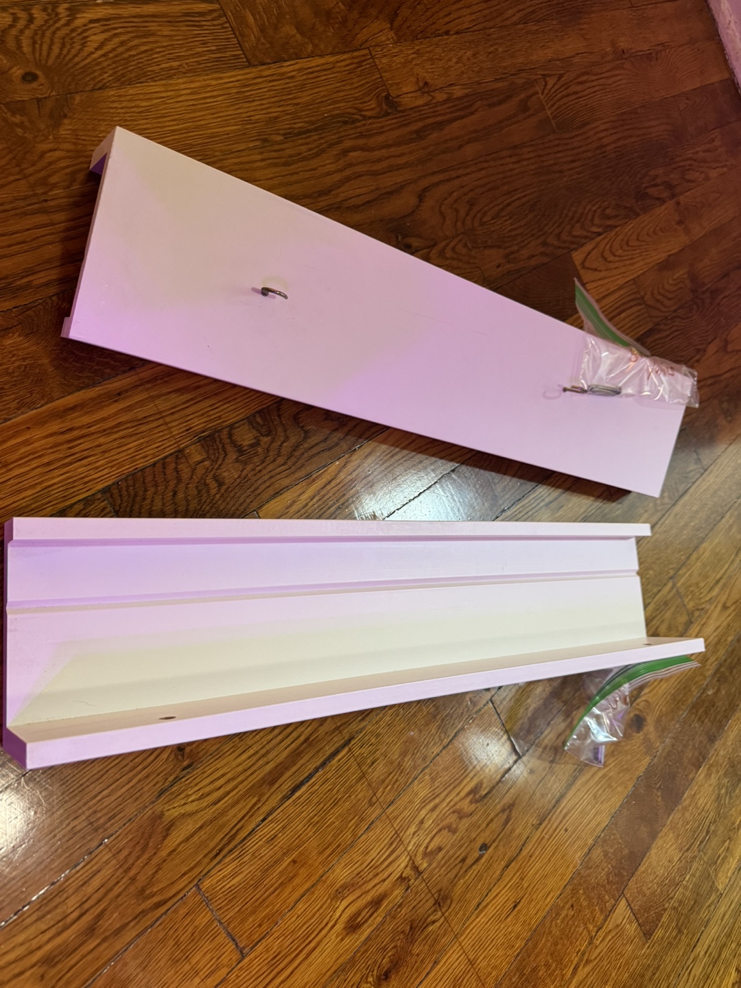 White Floating Wall Shelf with Hooks - photo 4