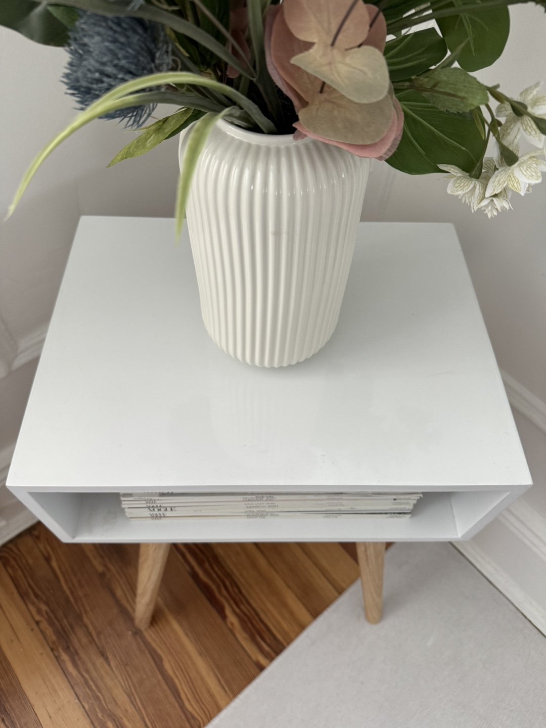 White Side Table with Open Shelf - photo 2