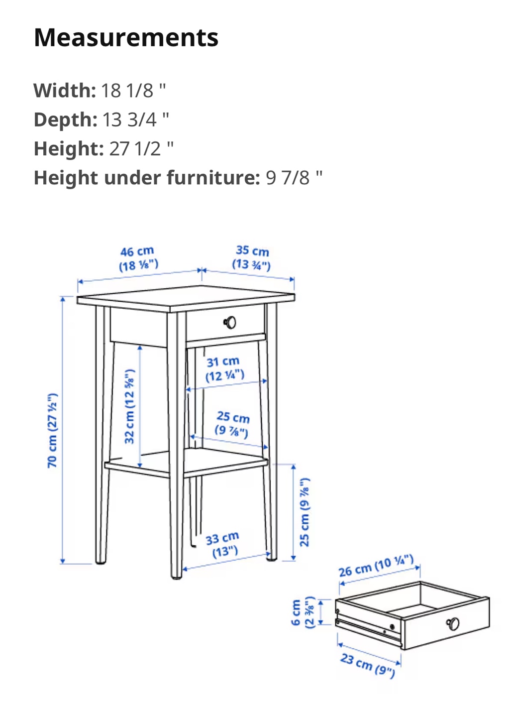 IKEA Hemnes Black/Brown End Table with Drawer - photo 3