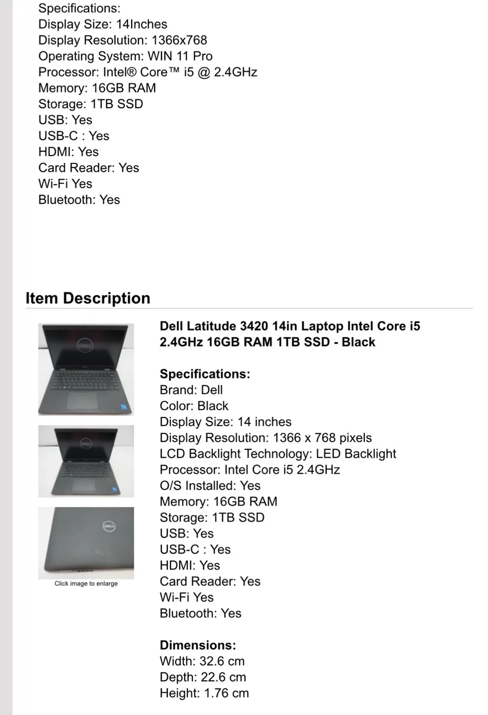 DU $940 - Dell Latitude 3420 14” Intel i5 11th 16 GB 1TB SSD image indicator(7)