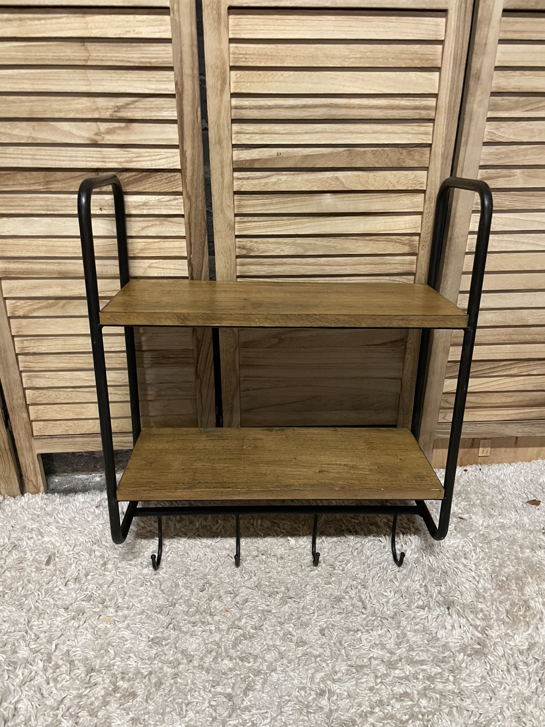 Two-Tier Wall Mounted Shelf with Hooks